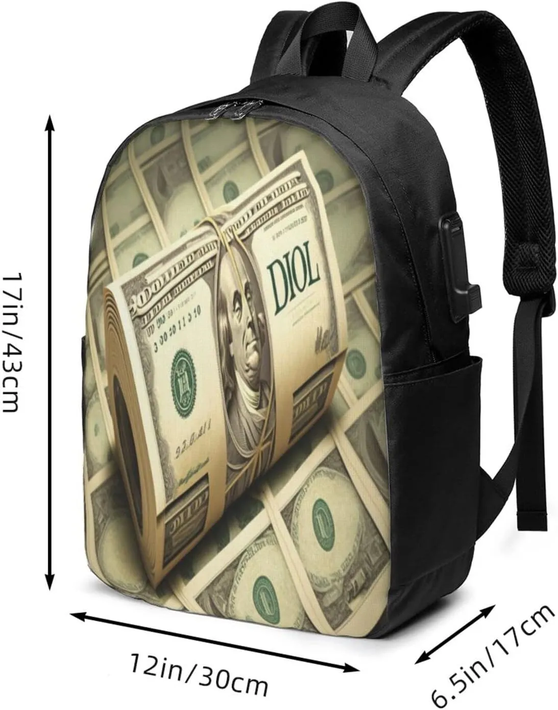 100 Dollar Travel Laptop Backpack - Durable Business Laptops Backpack with USB Charging Port