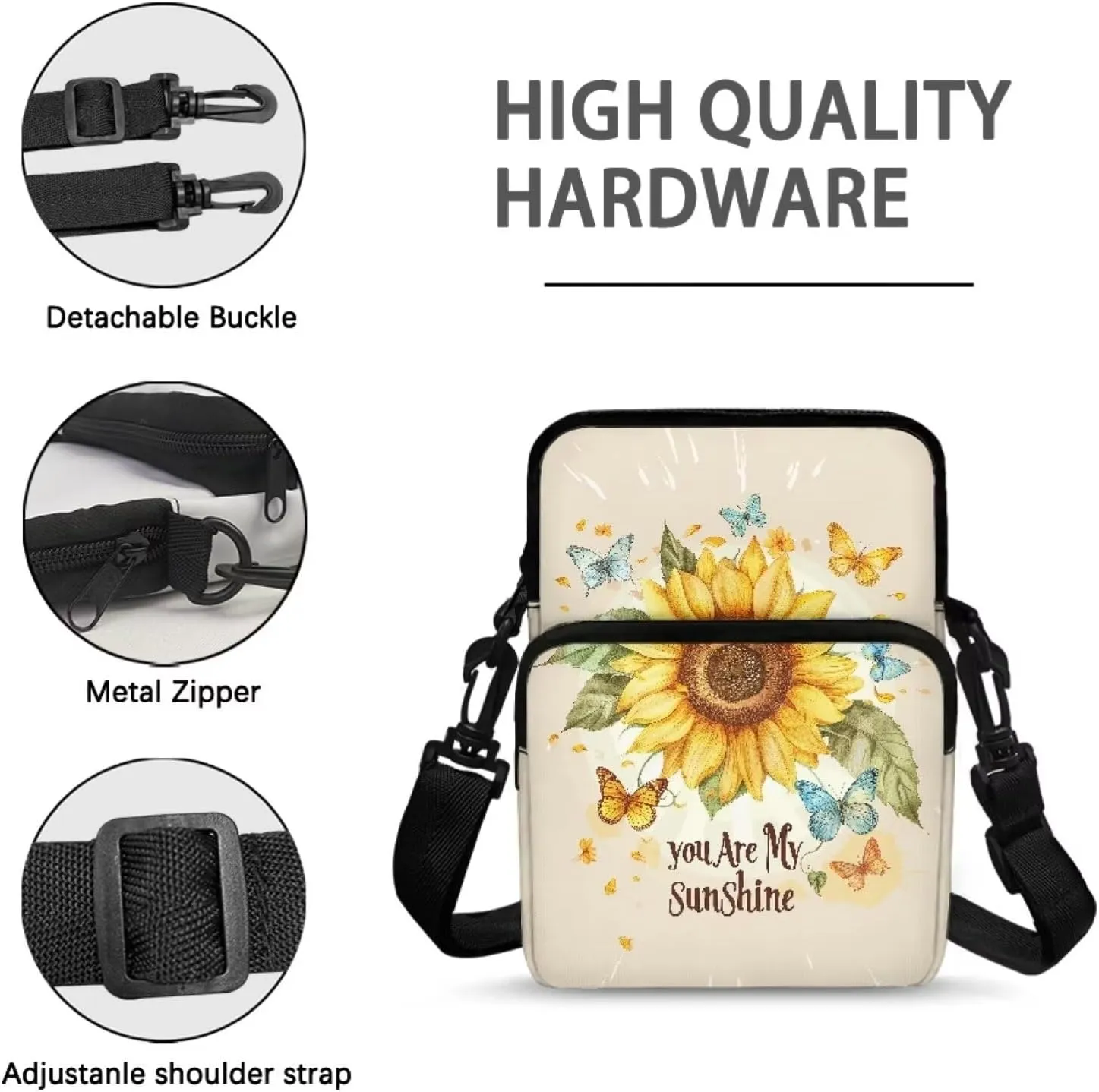 2 Layer Crossbody Bag, Lightweight Shoulder Bag Messenger Bag Purses for Girls Boys