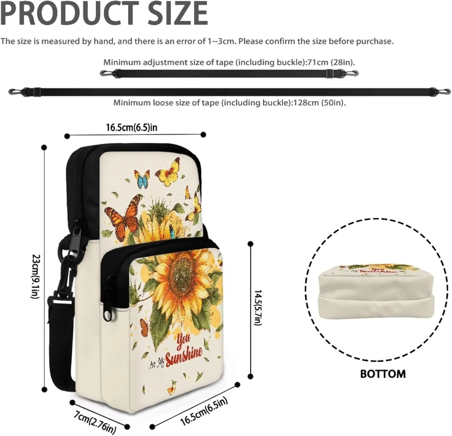 2 Layer Crossbody Bag, Lightweight Shoulder Bag Messenger Bag Purses for Girls Boys