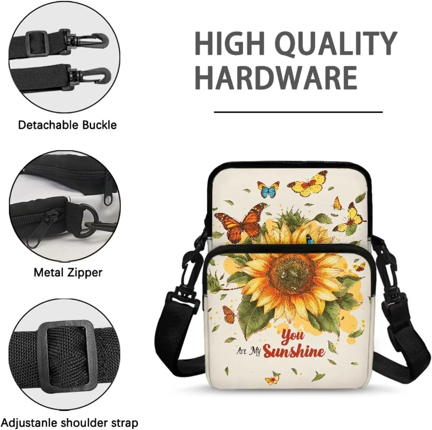2 Layer Crossbody Bag, Lightweight Shoulder Bag Messenger Bag Purses for Girls Boys