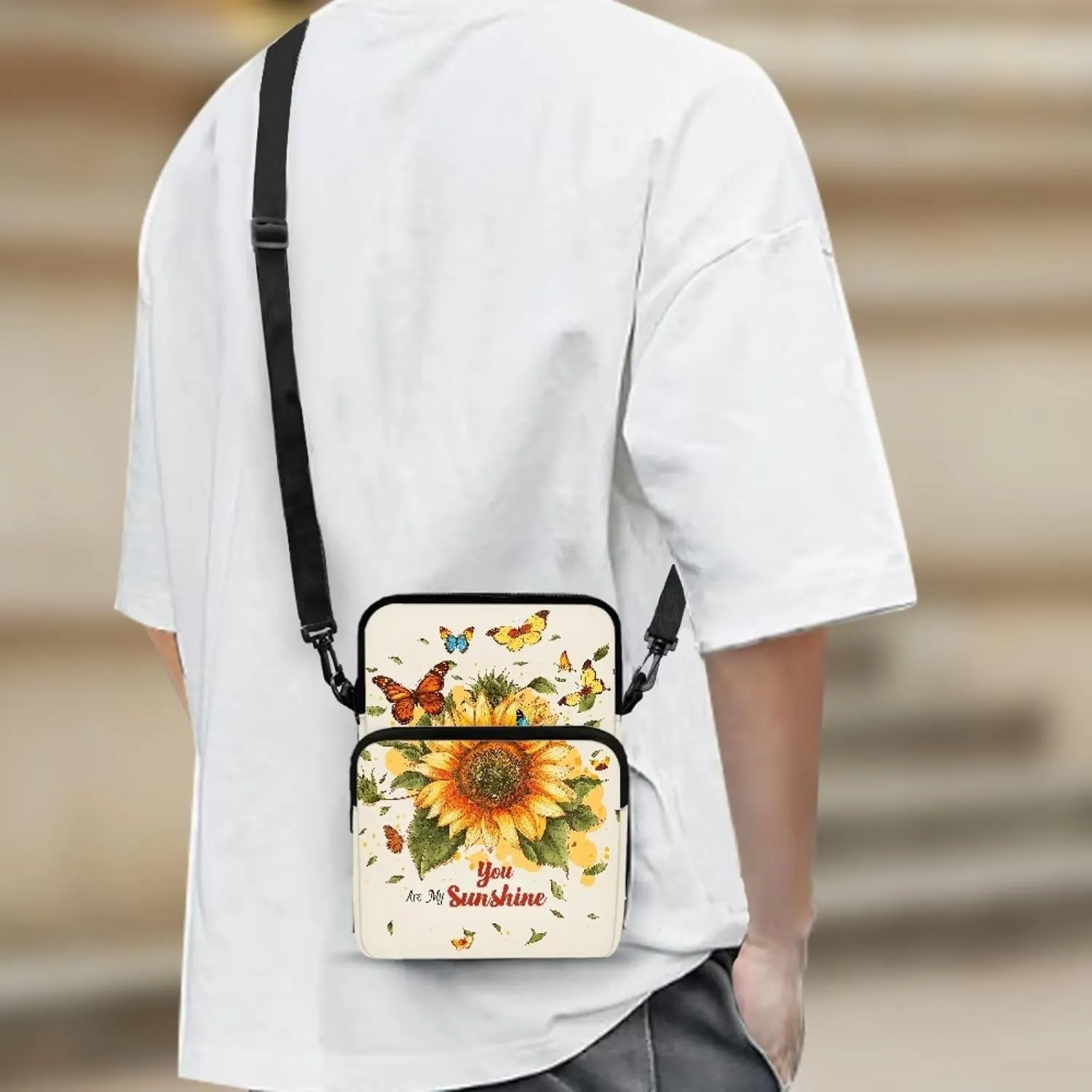 2 Layer Crossbody Bag, Lightweight Shoulder Bag Messenger Bag Purses for Girls Boys