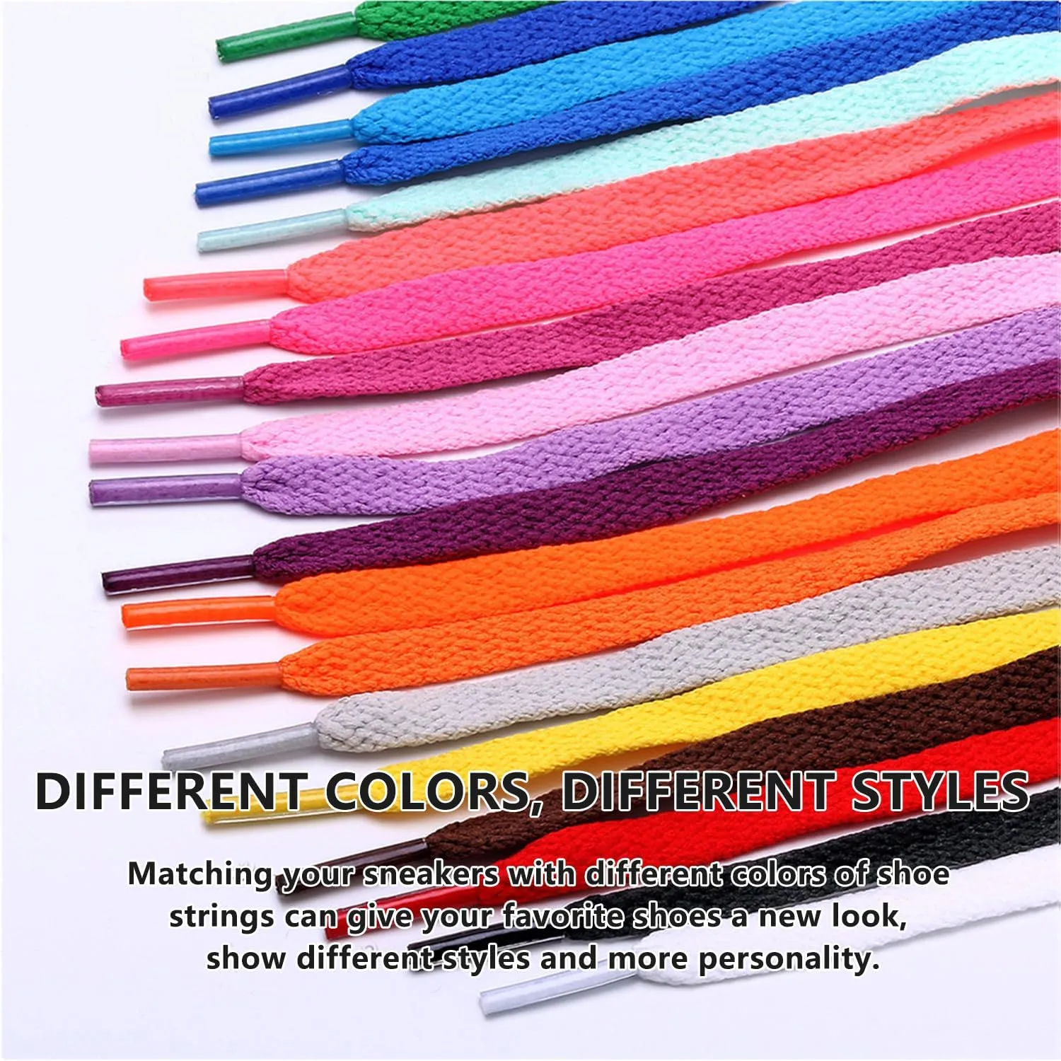 3 Pair Flat Shoe Laces for Sneakers Colored 5/16 Athletic Shoelace Running Shoes Boots Strings Replacement