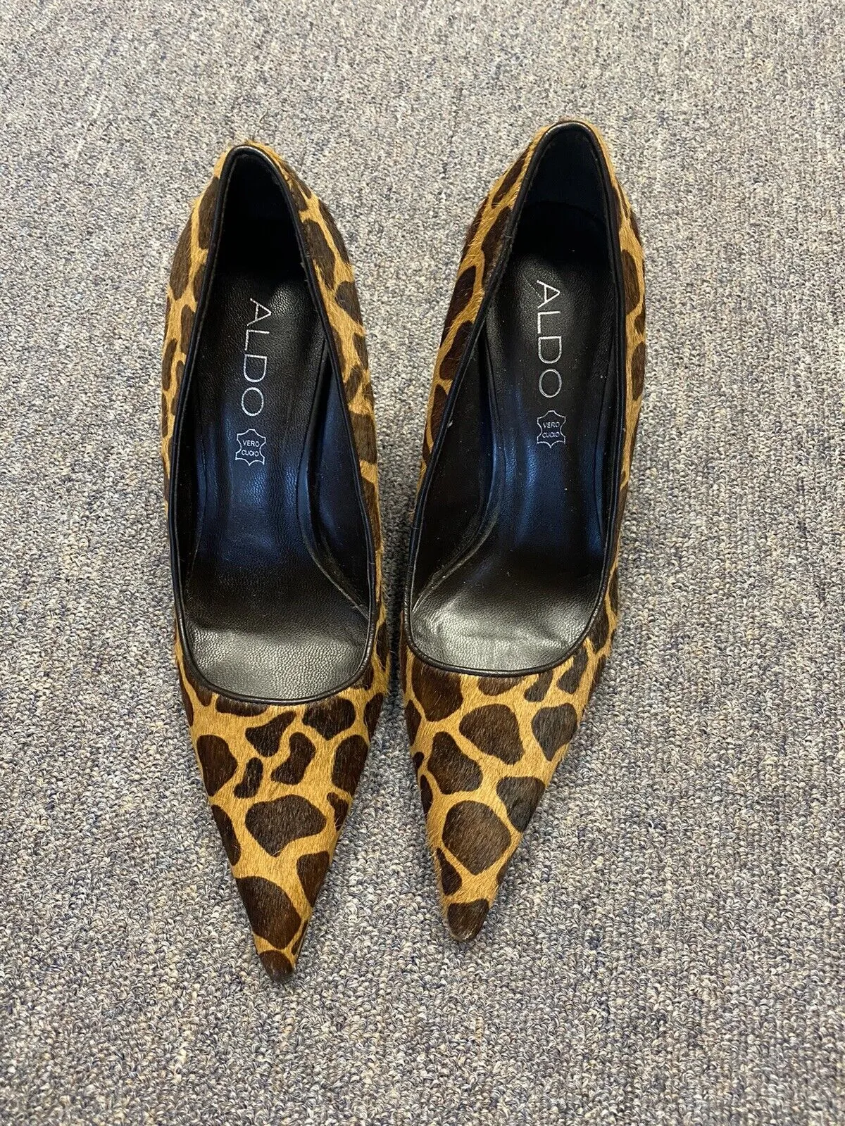 Aldo Women's 39 EU (US 8.5) Leopard  Print Fur Upper Heel Pointed Toe Pump