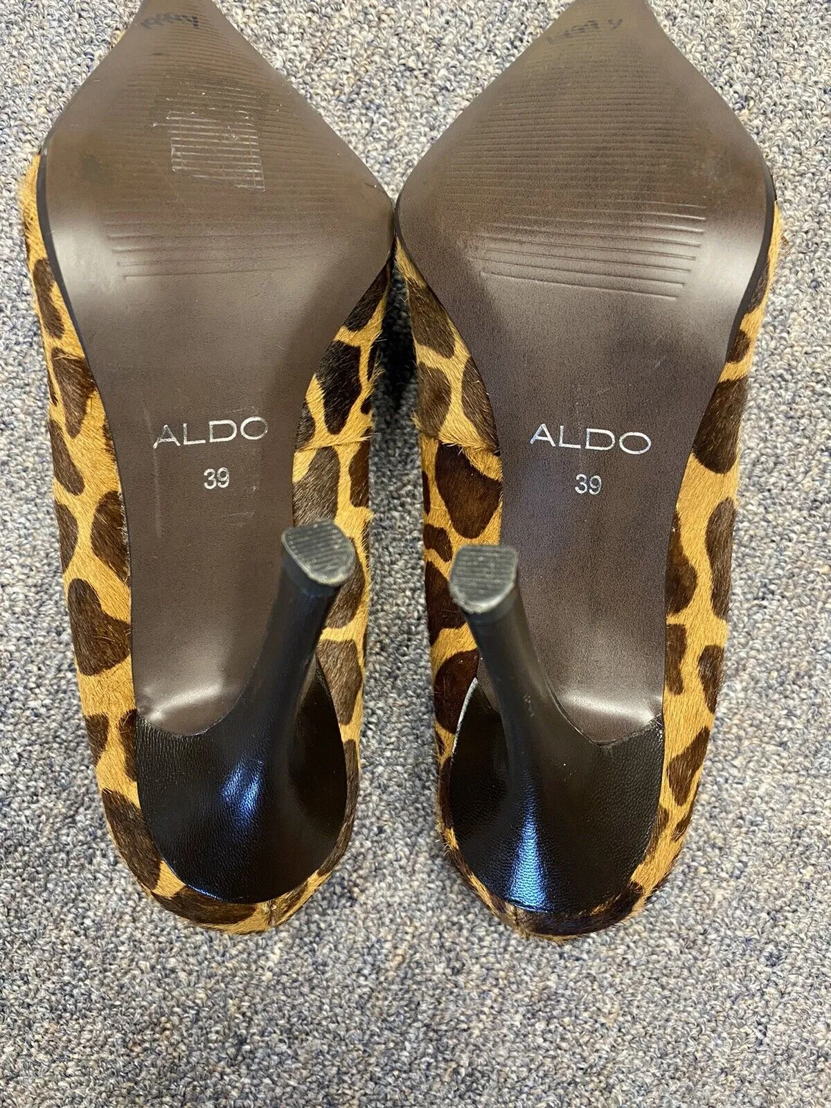 Aldo Women's 39 EU (US 8.5) Leopard  Print Fur Upper Heel Pointed Toe Pump
