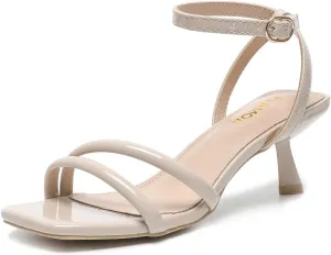 Amoji Women 2.5 Inch Kitten Heels Two Strap Party Wedding Dress Shoes FZ327