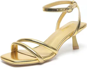 Amoji Women 2.5 Inch Kitten Heels Two Strap Party Wedding Dress Shoes FZ327