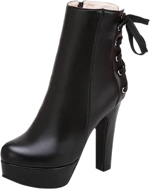 Ankle Boots for Women 2024 Fall And Winter Knight Boots Round Head Thick Heel With Waterproof Lace-Up Women'S Boots