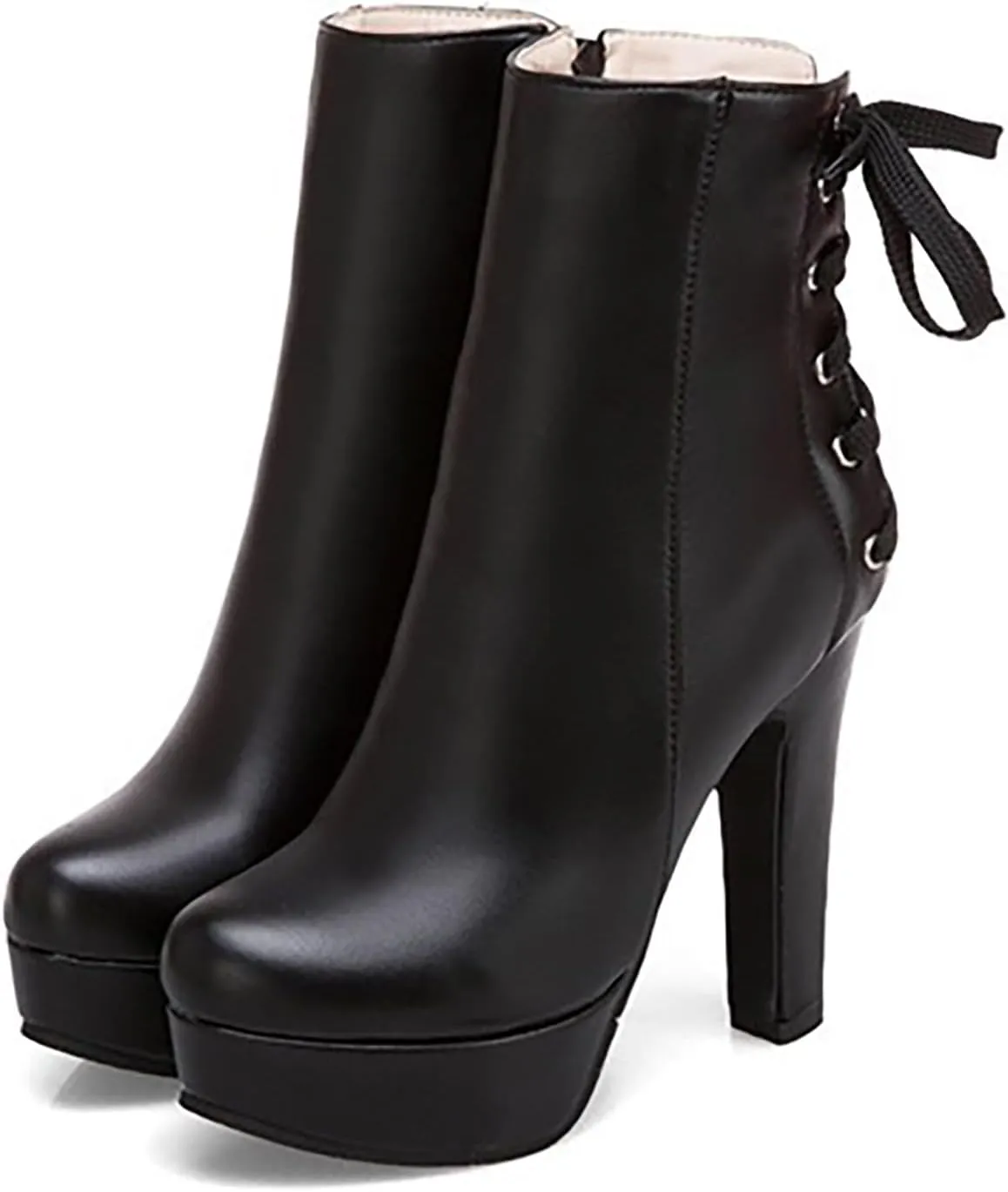 Ankle Boots for Women 2024 Fall And Winter Knight Boots Round Head Thick Heel With Waterproof Lace-Up Women'S Boots