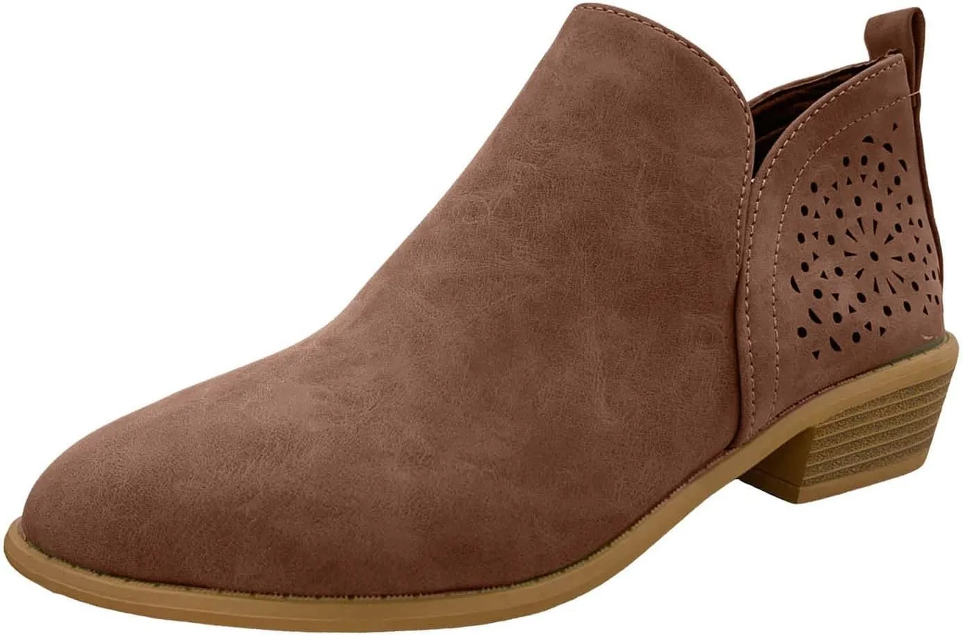 Ankle Boots for Women Low Heel Women's Boots Ankle Booties Pointed Toe Pull on Chunky Heel Slip on V Cut Women Boots