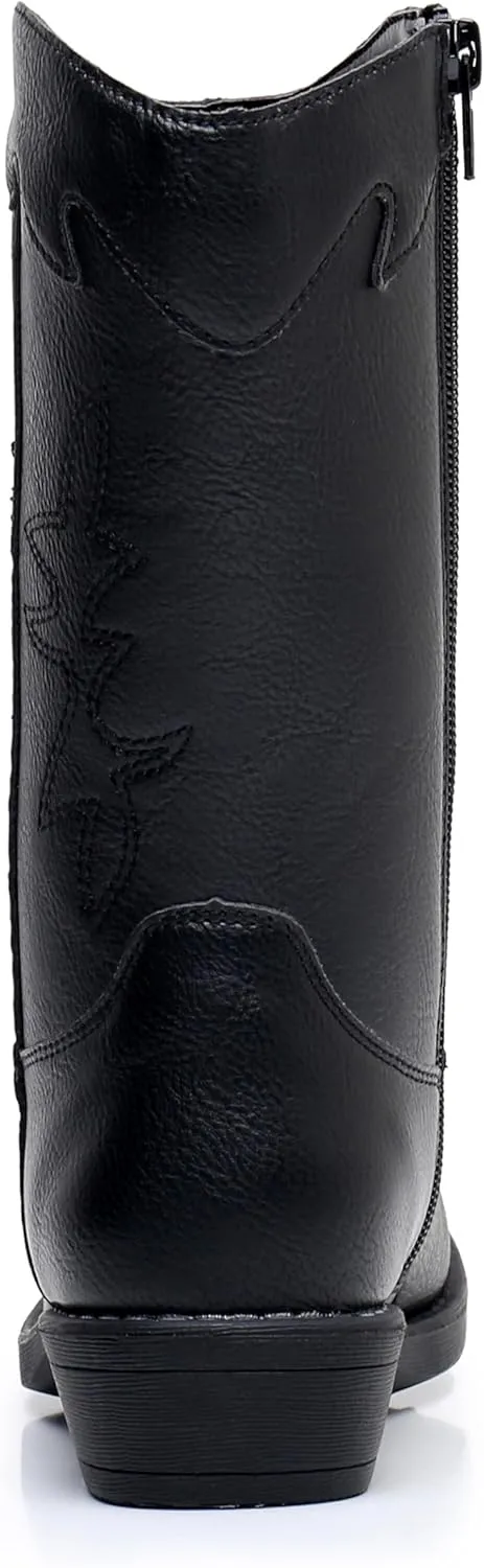 Apakowa Girls Cowgirl Boots Unisex-Child Mid Calf Toddler Cowboy Boot Little Big Kids Boys Western Riding Shoes (Toddler/Little Kid/Big Kid)