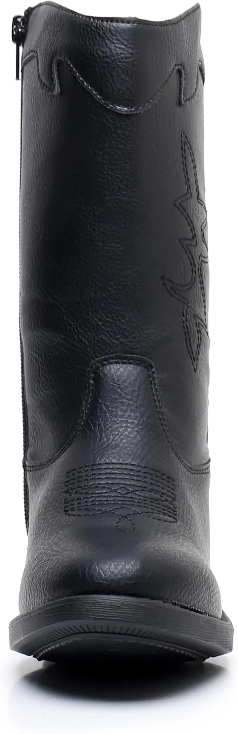 Apakowa Girls Cowgirl Boots Unisex-Child Mid Calf Toddler Cowboy Boot Little Big Kids Boys Western Riding Shoes (Toddler/Little Kid/Big Kid)