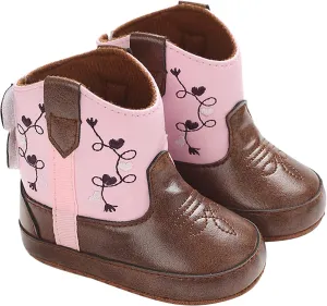 Baby Girls Boys Leathe Western Boots Cowboy Bootie Soft Sole Non-Slip Crib Shoes for Infant Round Toe Ankle Boots