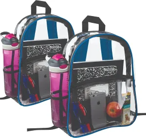 Bags for Less [Set Of 2] Clear Backpack - Security Approved - Straps & Front Accessory Pocket
