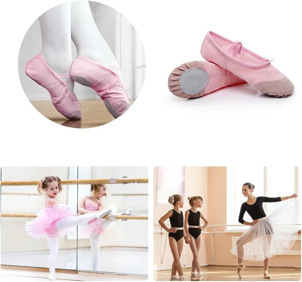Ballet Shoes Ballet Shoes Girl Kids Dance Slippers Professional Canvas Soft Sole Ballet Dancing Girls Women Ballet Yoga Gym Dancer Shoes Dance Slippers for Girls ToddlersPink-30 EU