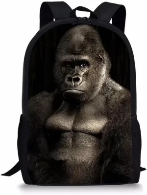 Beginterest Strong Gorilla Backpack Bookbags Durable 15.6 Inch Laptop Backpack for Elementary School Students