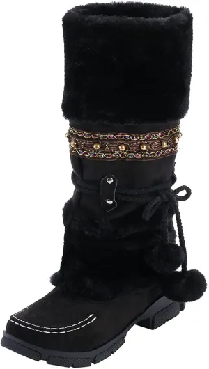 Black Winter Boots for Women Waterproof Womens Winter Snow Boots 2023 Platform Women Winter Snow Boots Padded Woman Waterproof Snow Boots Botas De Invierno Modernas Para Mujer