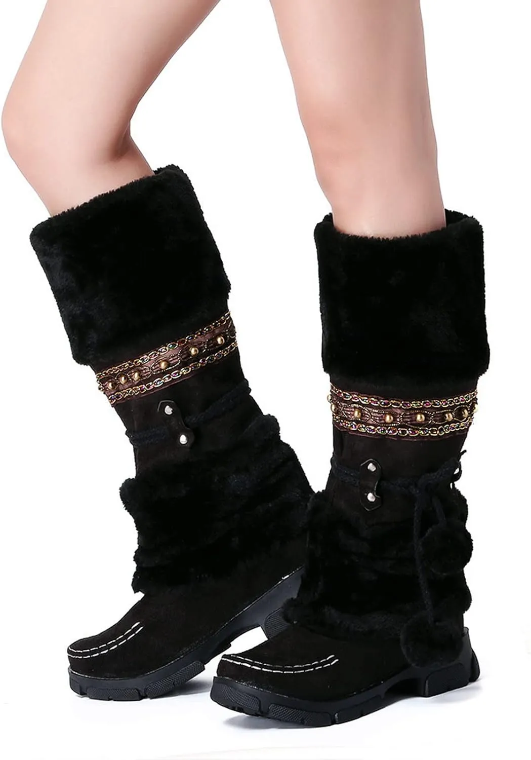 Black Winter Boots for Women Waterproof Womens Winter Snow Boots 2023 Platform Women Winter Snow Boots Padded Woman Waterproof Snow Boots Botas De Invierno Modernas Para Mujer