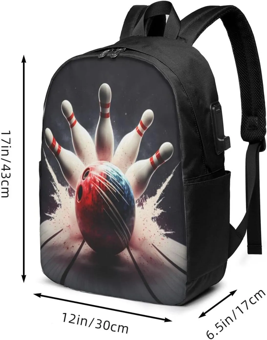 Bowling Ball Sport Travel Laptop Backpack - Durable Business Laptops Backpack with USB Charging Port