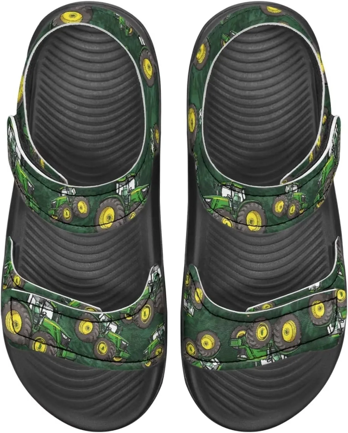 Boys Tractor Print Sandals Adjustable Sport Outdoor Athletic Sandals for Summer Lightweight Beach Water Shoes Toddler/Little Kid/Big Kid