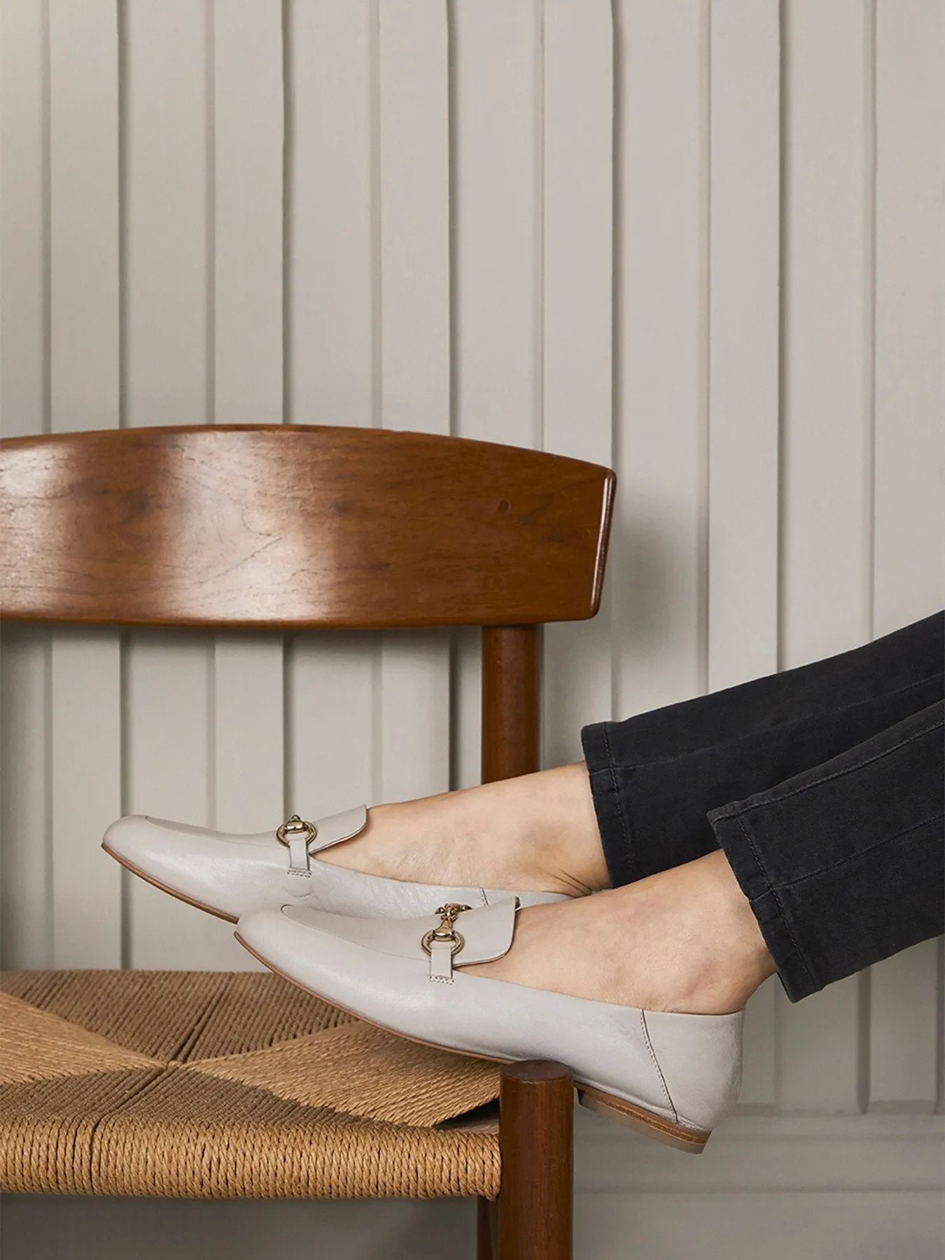 Camille Stone Leather Loafers