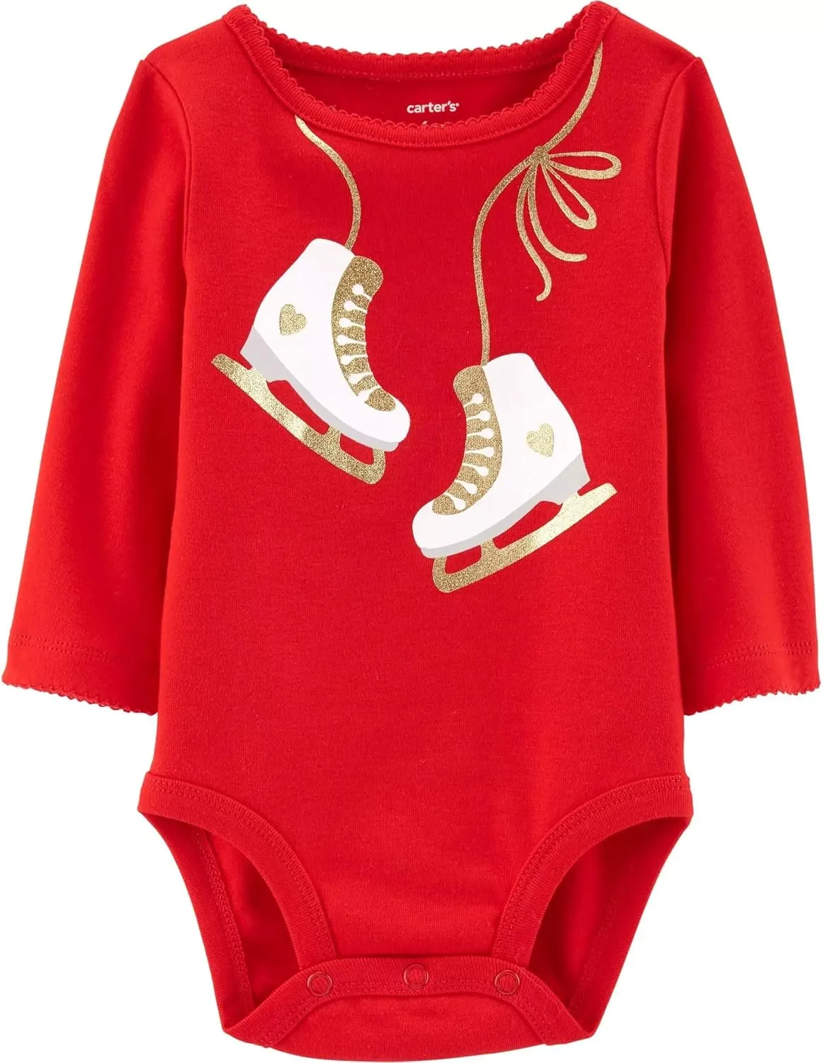 Carter's Girls' Glitter Ice Skates Collectible Bodysuit, Red (3 Months)