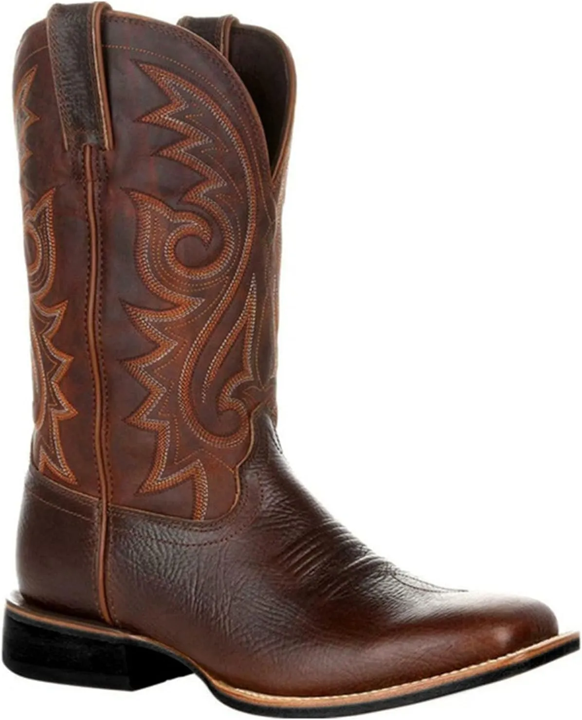 Cathalem Cowboy Boots for Women Mid Calf Cowgirl Boots Square Toe Chunky Heel Embroidery Stitched Western Boots