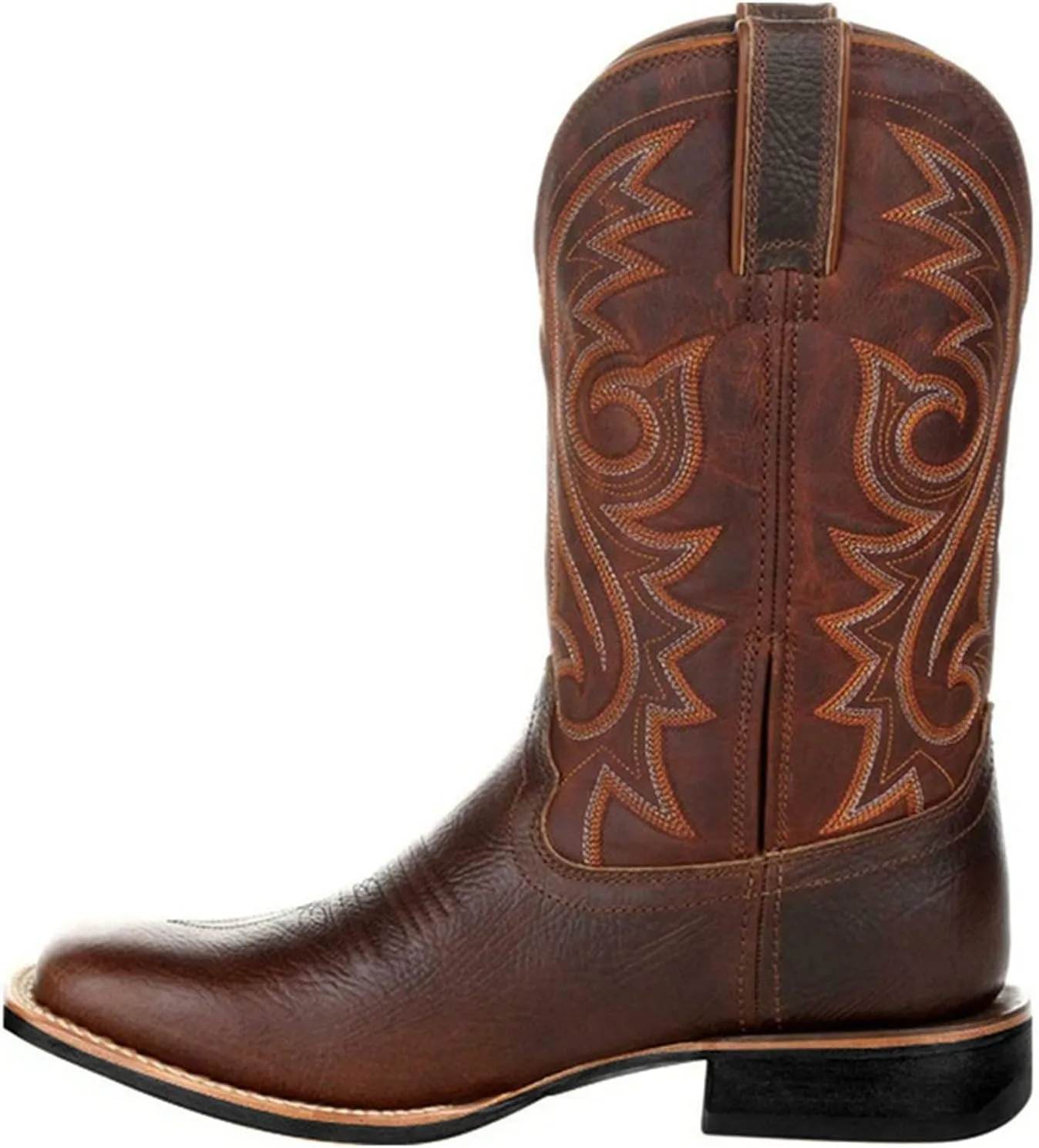 Cathalem Cowboy Boots for Women Mid Calf Cowgirl Boots Square Toe Chunky Heel Embroidery Stitched Western Boots