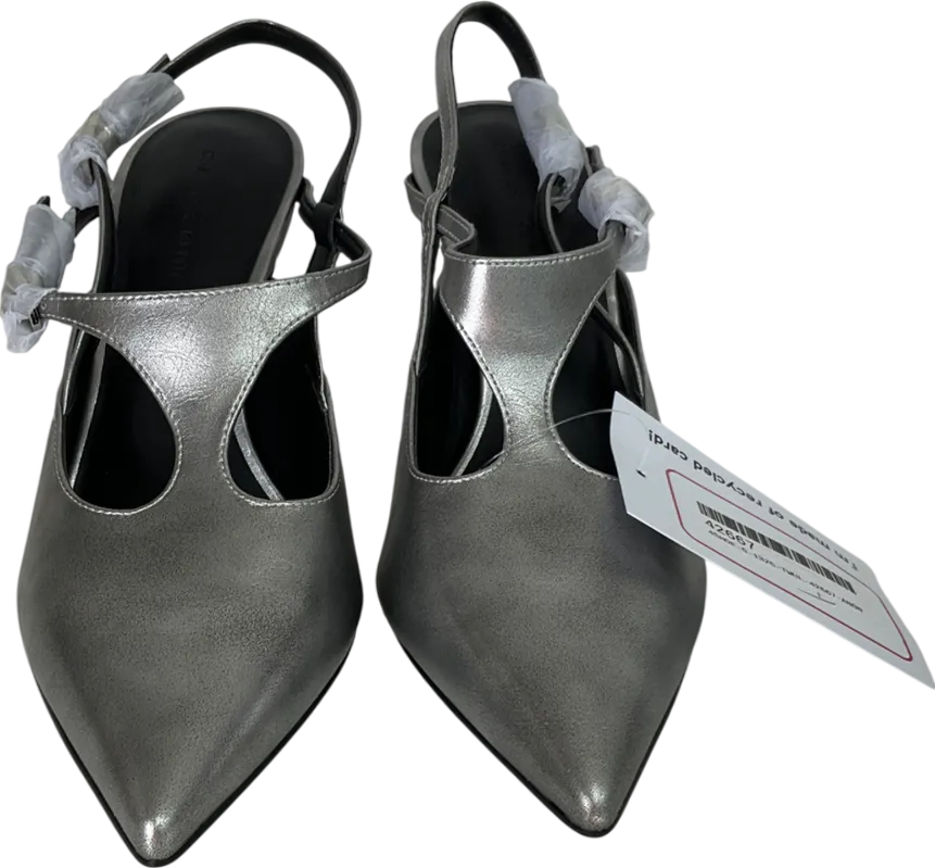Charles & Keith Metallic Cut-out Pointed-toe Slingback Pumps UK 5 EU 38 