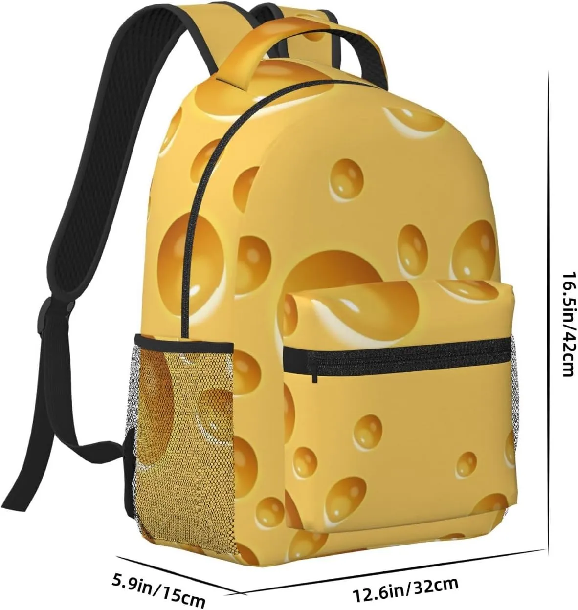 Cheese Backpack Funny Food Laptop Bookbag Travel Daypack Lightweight Durable Bag For Women Men