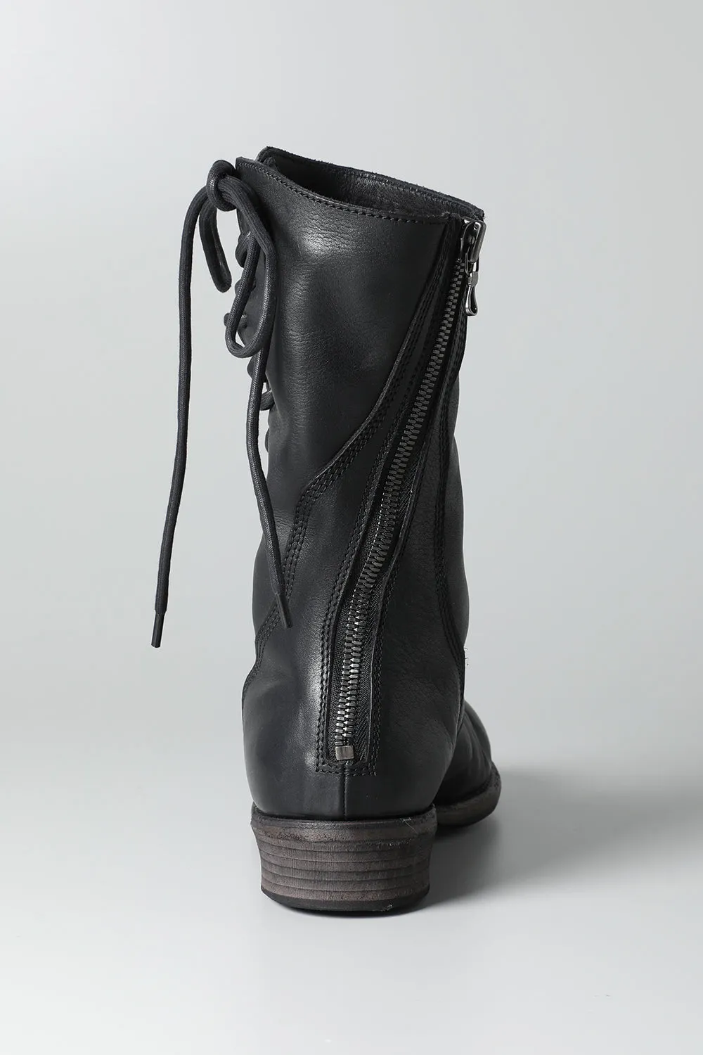 Cow Leather Lace Up Long Boots