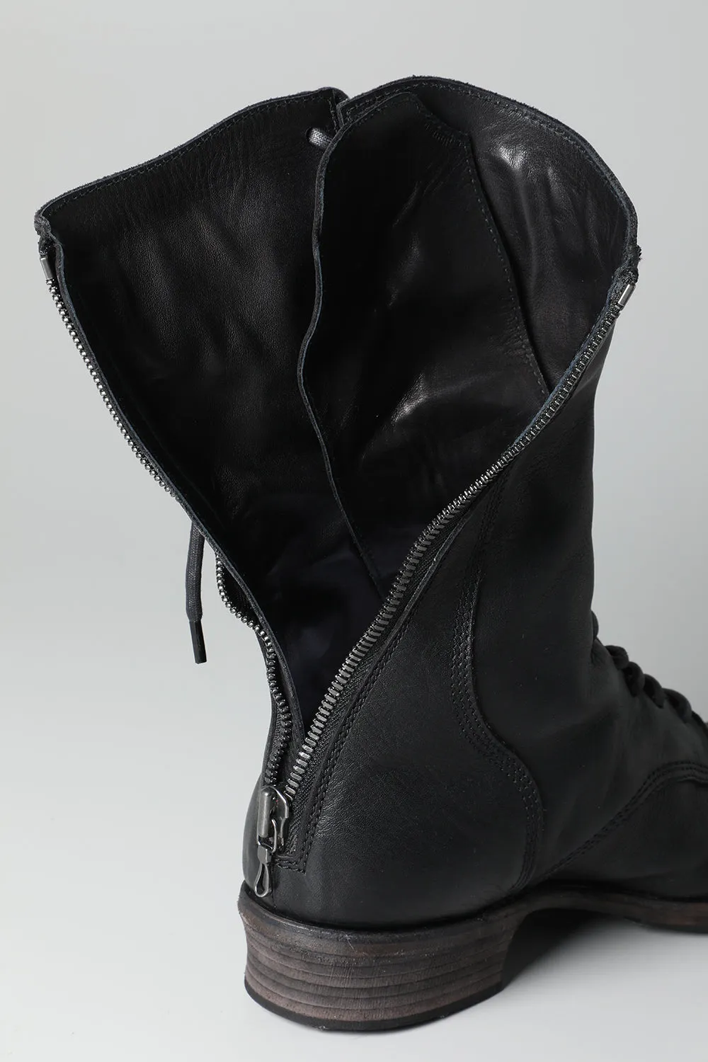 Cow Leather Lace Up Long Boots