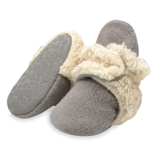 Cozie Fleece Furry-Lined Gripper Bootie - Grey by Zutano