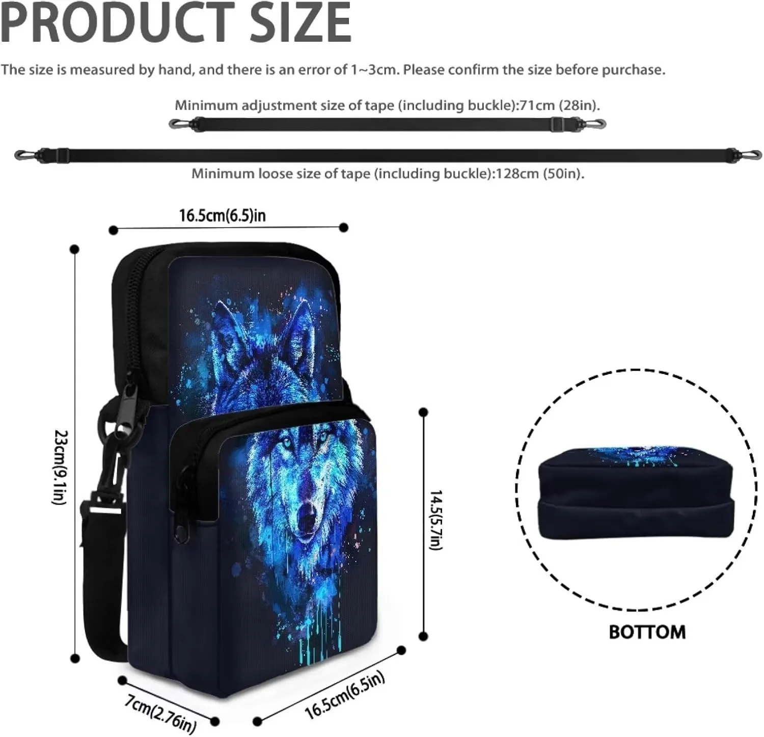 Crossbody Shoulder Bag for Girls, 2 Layer Lightweight Messenger Bag Waist Pouch