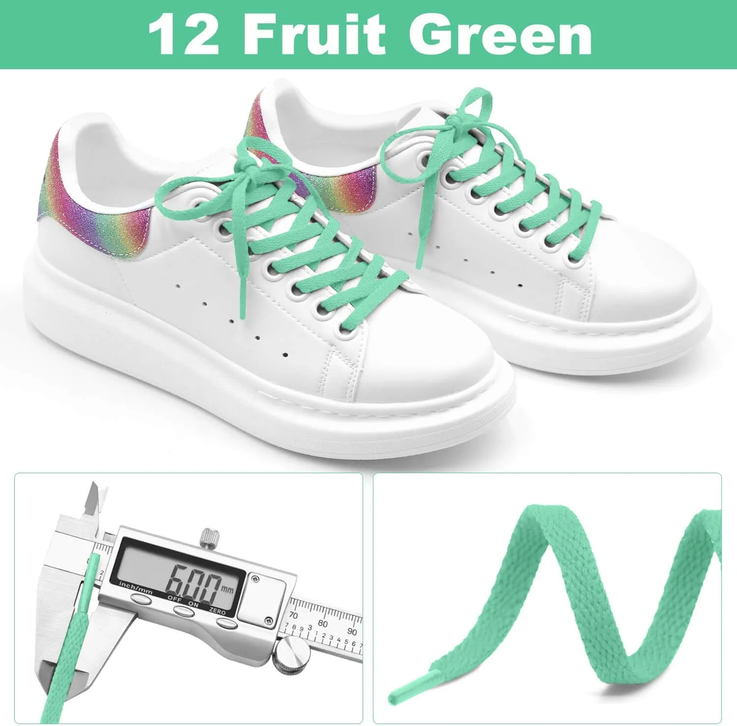 DELELE Flat Shoe Laces for Sneakers: 6/25 inch Narrow Athletic Shoelaces 2 Pair