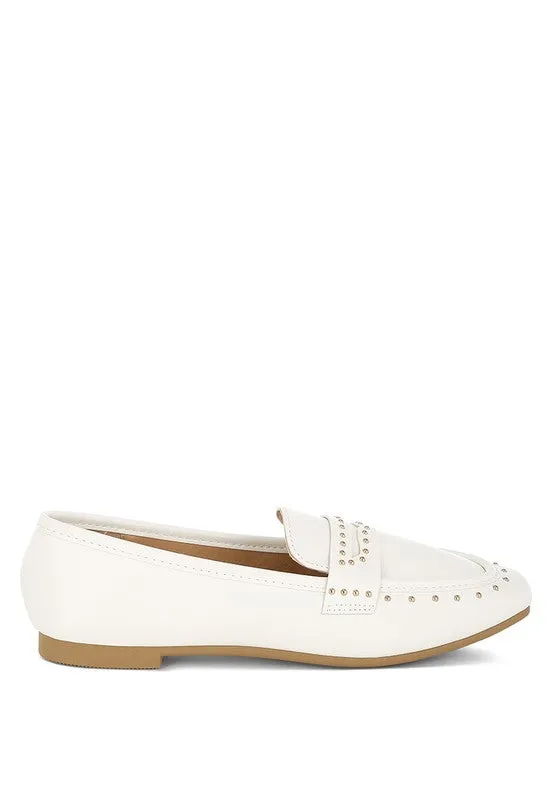 Dorlina Studded Faux Leather Loafers for Stylish Comfort