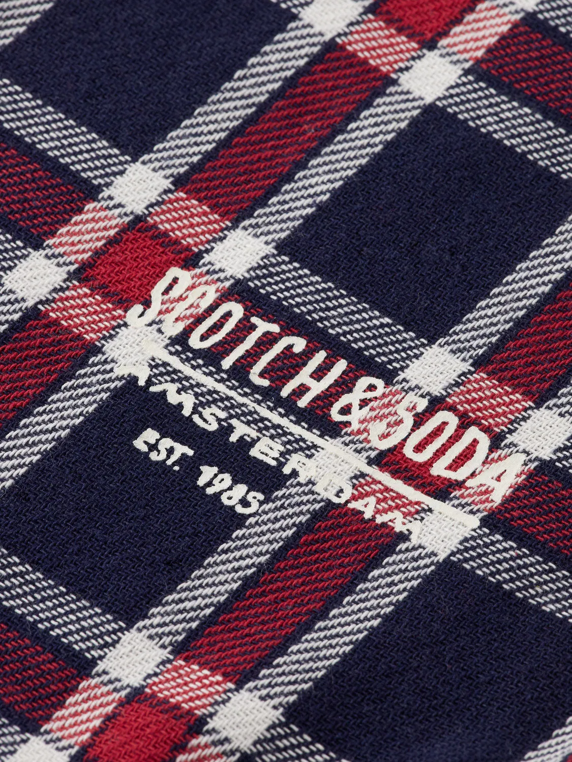Double-Faced Twill Check Shirt in Red Blue Check