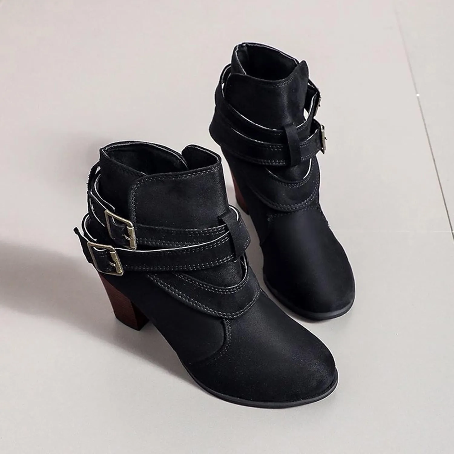 Dressy Boots Ankle for Women Fashion Women Ankle Boots Women's Chelsea Pump Ankle Boots Closed Toe Stacked Heel Booties Shoe