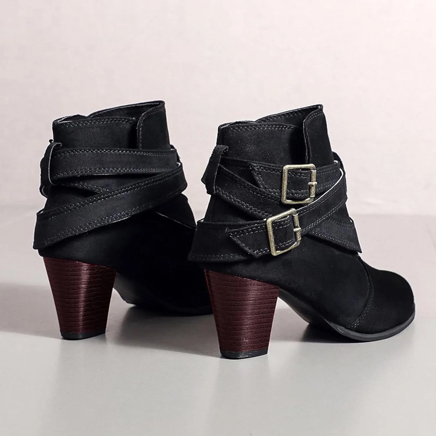 Dressy Boots Ankle for Women Fashion Women Ankle Boots Women's Chelsea Pump Ankle Boots Closed Toe Stacked Heel Booties Shoe