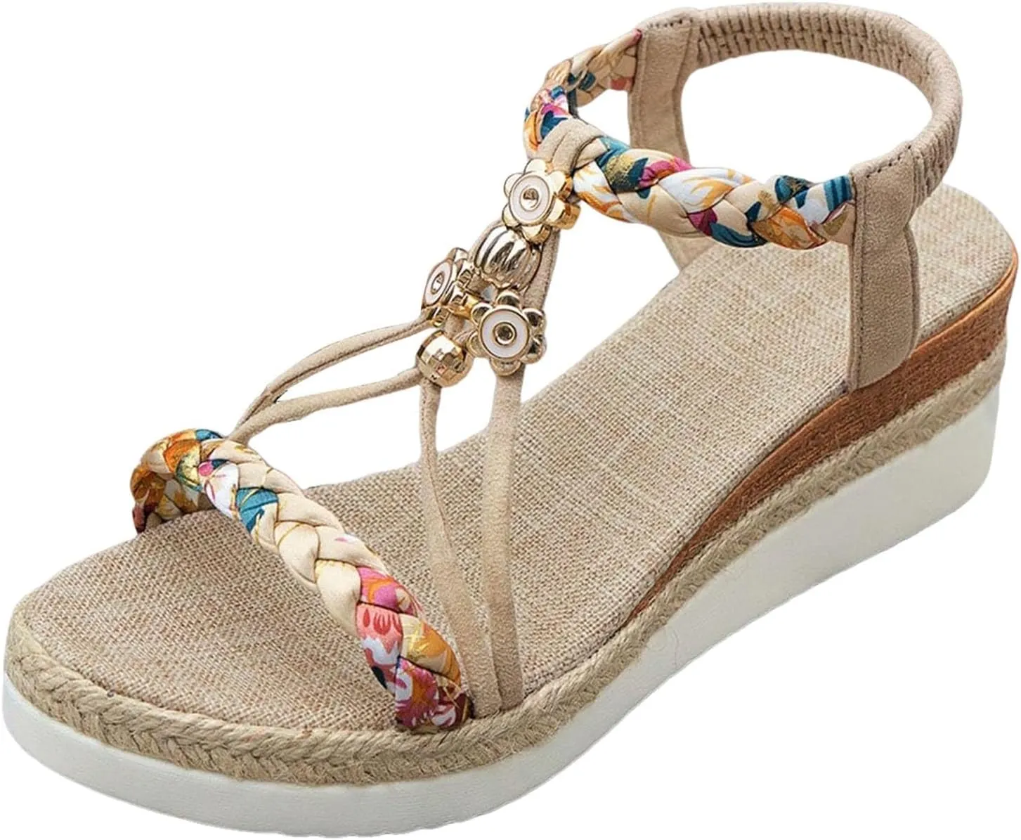 Eduavar Platform Sandals Women Elegant Dressy Bohemian Walking Shoes Open Toe Arch Support Summer Beach Comfort Sandals
