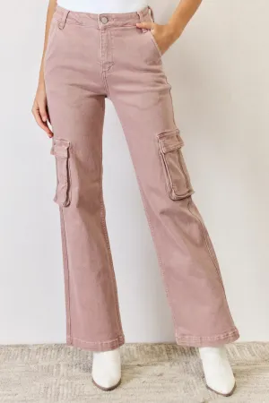 Elevated Utility: RISEN High Rise Cargo Wide Leg Jeans