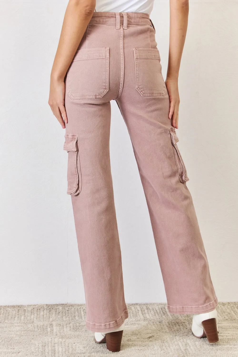 Elevated Utility: RISEN High Rise Cargo Wide Leg Jeans
