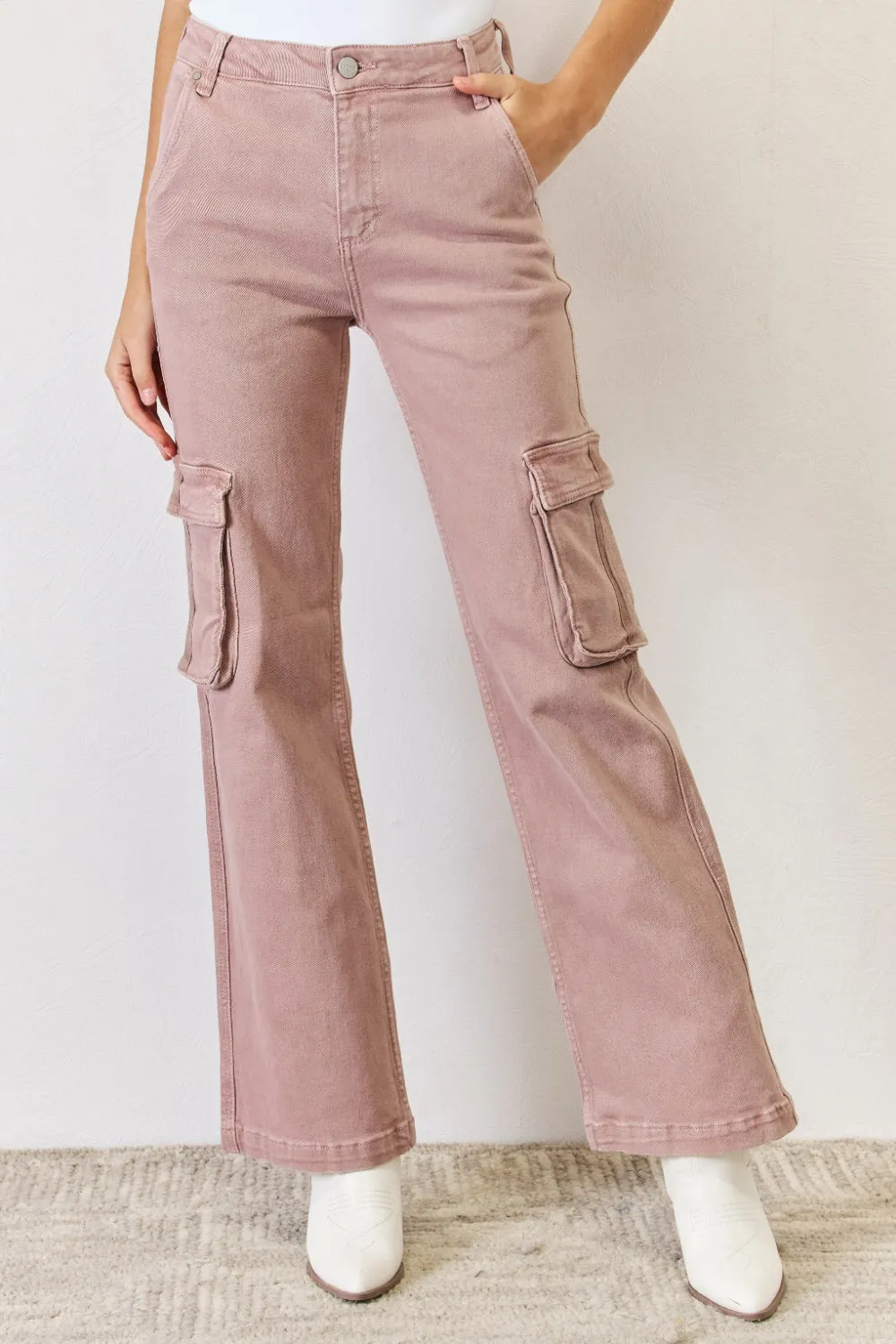 Elevated Utility: RISEN High Rise Cargo Wide Leg Jeans