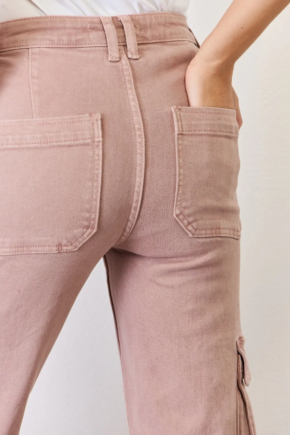 Elevated Utility: RISEN High Rise Cargo Wide Leg Jeans