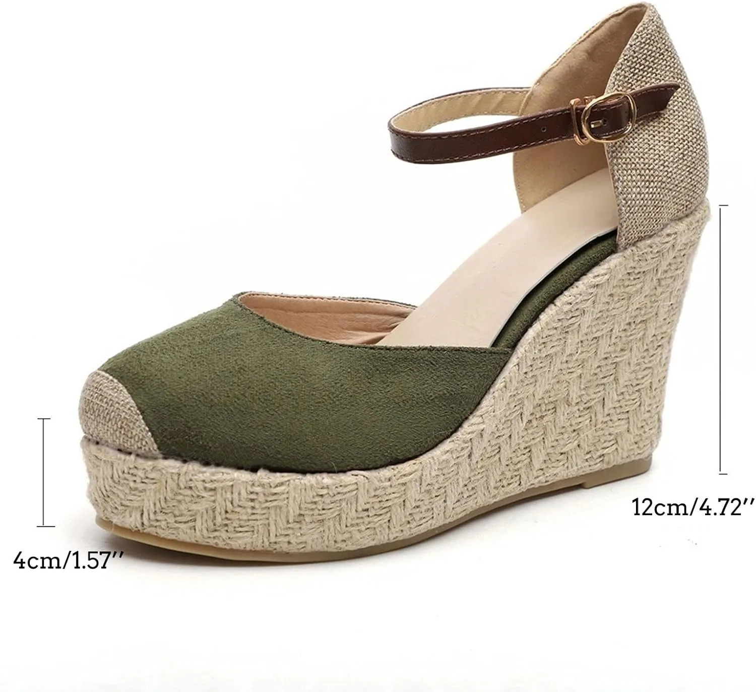 Espadrilles Wedges For Women Close Toe Beach Sandals Summer Dressy Arch Support Sandals Comfortable Ankle Strap Dress Shoes
