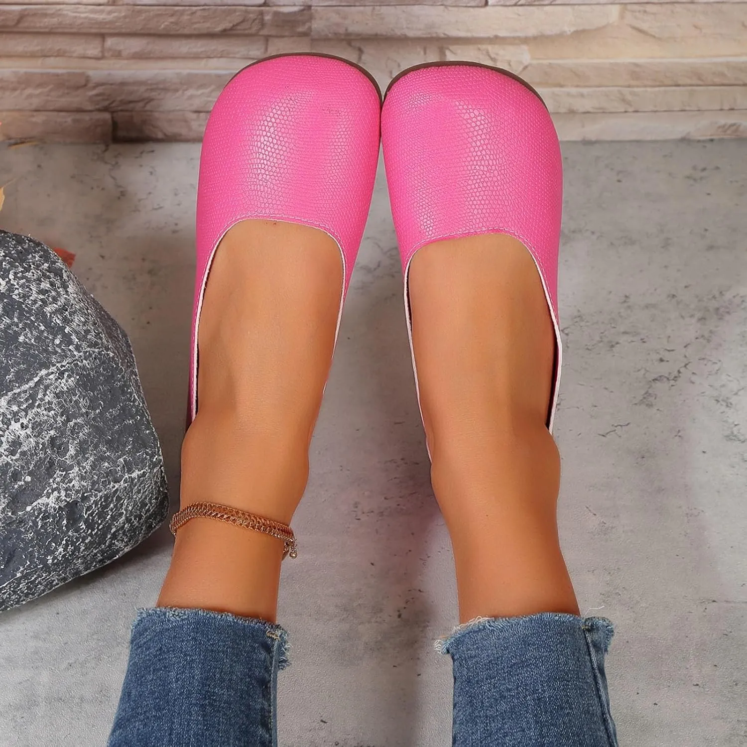 Flat Shoes for Women Round Toe Casual Loafers Comfortable Work Slip-on Shoe Lightweight Glove Ballet Flats Summer Dressy Non Slip Sandals Nurse Work Walking Sandals