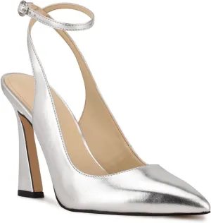 FOWT Women??s Ankle Buckle Straps Slingback Pumps High Stiletto Heels Gradient Color Pump for Girls Pointed Toe Sandals of Satin Office Dress Female Shoes 4-16 US