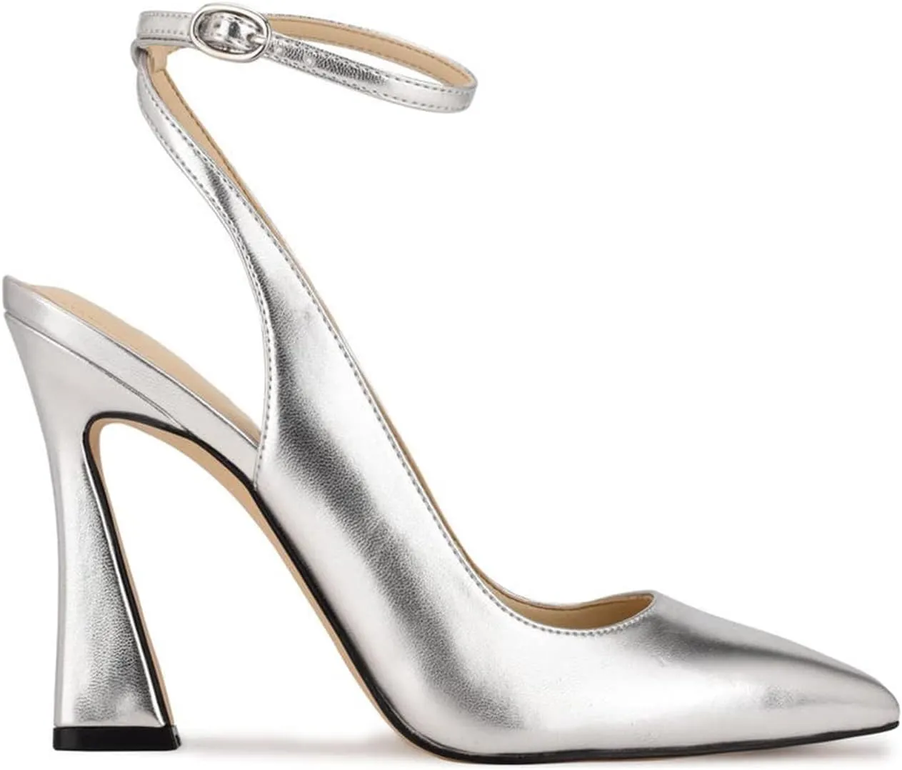 FOWT Women??s Ankle Buckle Straps Slingback Pumps High Stiletto Heels Gradient Color Pump for Girls Pointed Toe Sandals of Satin Office Dress Female Shoes 4-16 US