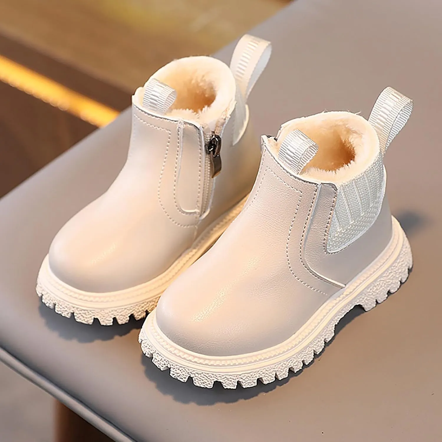 Girls Ankle Boots Breathable Faux Fur Fleece Lined Winter Snow Boots Toddler Kids Girls Boys Dress Boots Hiking Boots