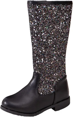 Girls Cowgirl Boots Mid Calf Square Toe Western Boot for Kids Glitter Cowboy Boots Party Snow Boots for Children Shoe