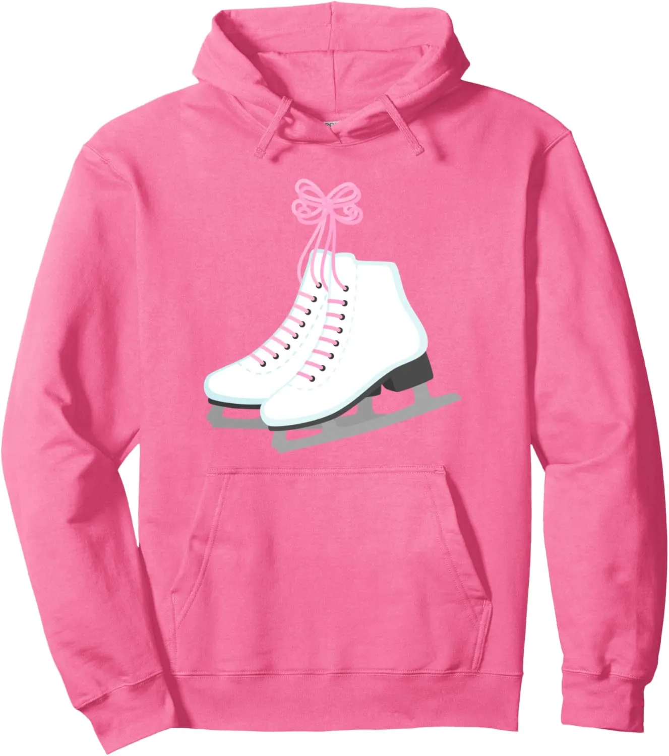 Girls Ice Skates with Pink Color Shoe Laces Figure Skater Pullover Hoodie